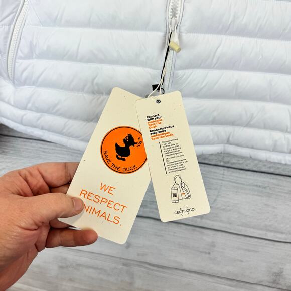 Save The Duck Women's White Neha Channel Plumtech Quilt Puffer Jacket Size XL - Picture 2 of 10